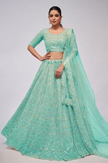 Picture of Divine Sea Green Designer Lehenga Choli for Engagement and Reception 