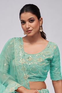 Picture of Divine Sea Green Designer Lehenga Choli for Engagement and Reception 