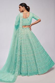 Picture of Divine Sea Green Designer Lehenga Choli for Engagement and Reception 