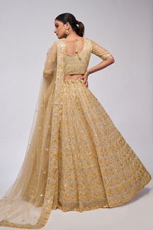 Picture of Pretty Gold Designer Lehenga Choli for Engagement and Reception 