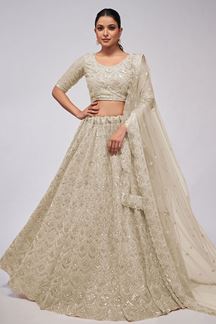 Picture of Classy Off-White Designer Lehenga Choli for Engagement and Reception 