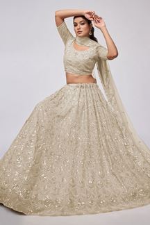 Picture of Classy Off-White Designer Lehenga Choli for Engagement and Reception 