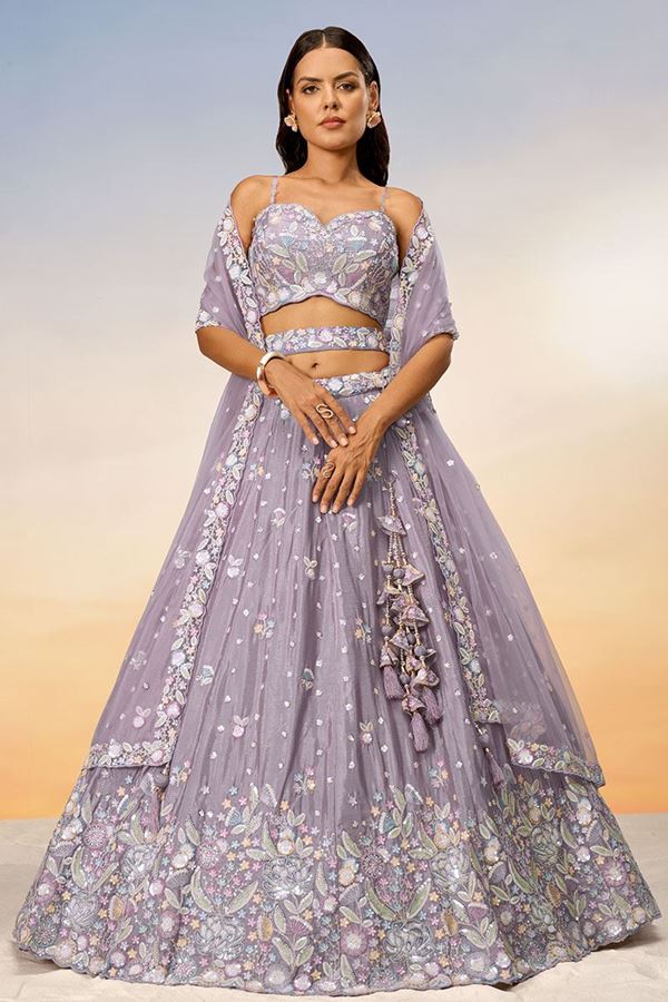 Picture of Smashing Mauve Designer Indo-Western Lehenga Choli for Reception and Engagement