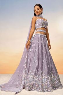 Picture of Smashing Mauve Designer Indo-Western Lehenga Choli for Reception and Engagement