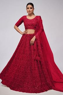 Picture of Awesome Red Designer Wedding Lehenga Choli for Engagement, Wedding, and Reception 