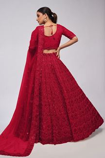 Picture of Awesome Red Designer Wedding Lehenga Choli for Engagement, Wedding, and Reception 