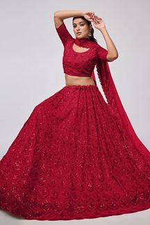 Picture of Awesome Red Designer Wedding Lehenga Choli for Engagement, Wedding, and Reception 