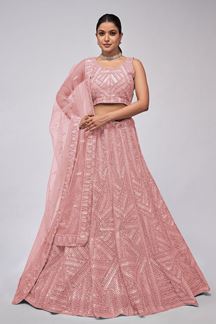 Picture of Dashing Pink Designer Indo-Western Lehenga Choli for Engagement and Reception 