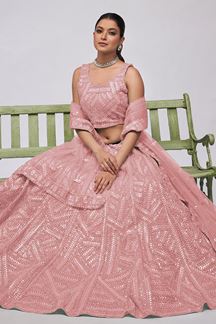 Picture of Dashing Pink Designer Indo-Western Lehenga Choli for Engagement and Reception 