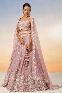 Picture of Splendid Rose Gold Designer Indo-Western Lehenga Choli for Reception and Engagement