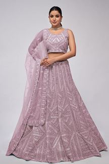 Picture of Stylish Lilac Designer Indo-Western Lehenga Choli for Engagement and Reception 