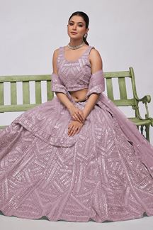 Picture of Stylish Lilac Designer Indo-Western Lehenga Choli for Engagement and Reception 