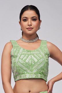 Picture of Amazing Light Green Designer Indo-Western Lehenga Choli for Mehendi, Engagement and Reception 