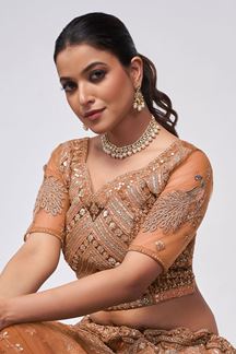 Picture of Vibrant Bronze Designer Wedding Lehenga Choli for Engagement, Wedding, and Reception 