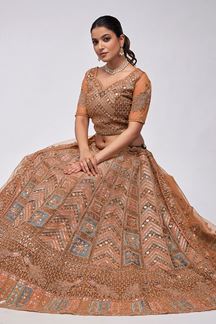 Picture of Vibrant Bronze Designer Wedding Lehenga Choli for Engagement, Wedding, and Reception 