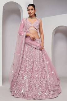 Picture of Mesmerizing Pink Designer Indo-Western Lehenga Choli for Engagement and Reception 