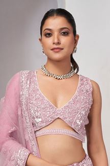 Picture of Mesmerizing Pink Designer Indo-Western Lehenga Choli for Engagement and Reception 