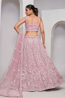 Picture of Mesmerizing Pink Designer Indo-Western Lehenga Choli for Engagement and Reception 