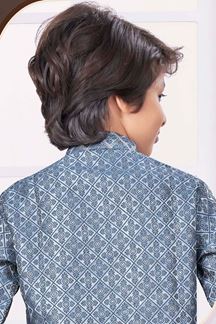 Picture of Charismatic Grey Colored Designer Kid’s Kurta Pajama Set for Festivals and Party