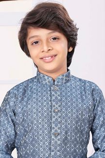 Picture of Charismatic Grey Colored Designer Kid’s Kurta Pajama Set for Festivals and Party