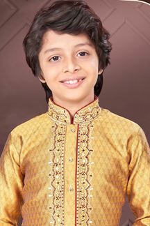 Picture of Captivating Mustard Colored Designer Kid’s Kurta Pajama Set for Festivals, Haldi, and Party