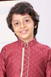 Picture of Royal Marron Colored Designer Kid’s Kurta Pajama Set for Festivals, Weddings, Reception, and Party