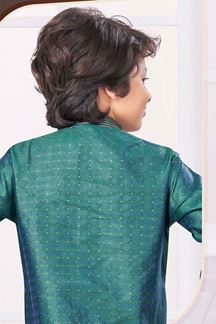 Picture of Vibrant Green Colored Designer Kid’s Kurta Pajama Set for Festivals, Weddings, and Party