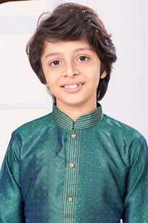 Picture of Vibrant Green Colored Designer Kid’s Kurta Pajama Set for Festivals, Weddings, and Party