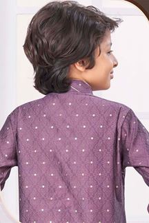 Picture of Amazing Wine Colored Designer Kid’s Kurta Pajama Set for Festivals, Weddings, and Party