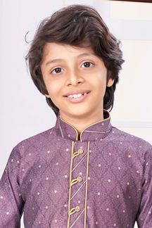 Picture of Amazing Wine Colored Designer Kid’s Kurta Pajama Set for Festivals, Weddings, and Party