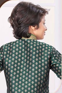 Picture of Awesome Green Colored Designer Kid’s Kurta Pajama Set for Festivals, Weddings, Reception, and Party