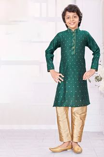 Picture of Delightful Green Colored Designer Kid’s Kurta Pajama Set for Festivals and Party