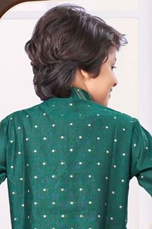 Picture of Delightful Green Colored Designer Kid’s Kurta Pajama Set for Festivals and Party