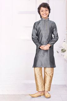 Picture of Artistic Grey Colored Designer Kid’s Kurta Pajama Set for Festivals and Party