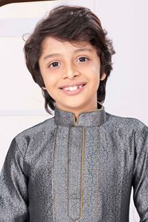 Picture of Artistic Grey Colored Designer Kid’s Kurta Pajama Set for Festivals and Party