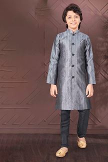 Picture of Charismatic Grey Colored Designer Kid’s Kurta Pajama Set for Festivals and Party