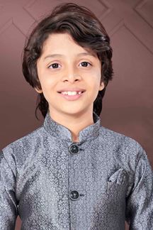 Picture of Charismatic Grey Colored Designer Kid’s Kurta Pajama Set for Festivals and Party