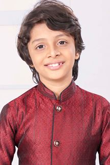 Picture of Splendid Maroon Colored Designer Kid’s Kurta Pajama Set for Festivals and Party