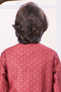 Picture of Amazing Maroon Colored Designer Kid’s Kurta Pajama Set for Festivals, Weddings, and Party