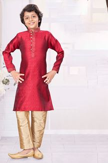 Picture of Enticing Maroon Colored Designer Kid’s Kurta Pajama Set for Festivals, Weddings, and Party