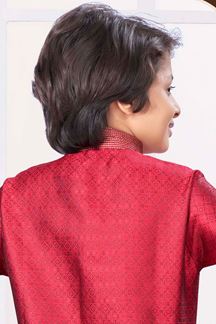 Picture of Enticing Maroon Colored Designer Kid’s Kurta Pajama Set for Festivals, Weddings, and Party