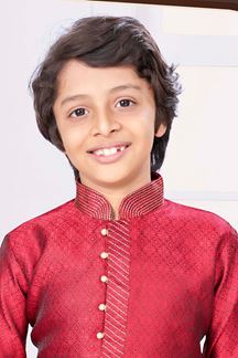 Picture of Enticing Maroon Colored Designer Kid’s Kurta Pajama Set for Festivals, Weddings, and Party