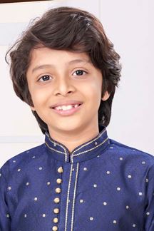 Picture of Aesthetic Navy Blue Colored Designer Kid’s Kurta Pajama Set for Festivals, Weddings, and Party