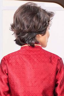 Picture of Attractive Maroon Colored Designer Kid’s Kurta Pajama Set for Festivals, Weddings, and Party