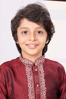 Picture of Exuberant Maroon Colored Designer Kid’s Kurta Pajama Set for Festivals, Weddings, Reception, and Party