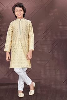 Picture of Appealing Gold Colored Designer Kid’s Kurta Pajama Set for Festivals, Engagements, Reception, and Party