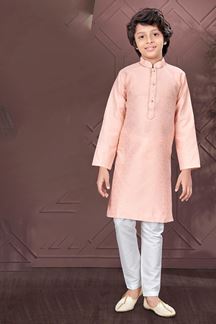 Picture of Fashionable Peach Colored Designer Kid’s Kurta Pajama Set for Festivals, Engagements, Reception, and Party