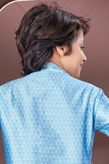 Picture of Marvelous Sky Blue Colored Designer Kid’s Kurta Pajama Set for Festivals, Engagements, Reception, and Party