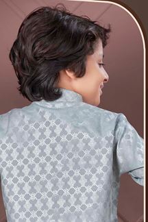 Picture of Dashing Grey Colored Designer Kid’s Kurta Pajama Set for Festivals and Party