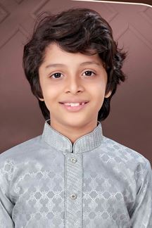 Picture of Dashing Grey Colored Designer Kid’s Kurta Pajama Set for Festivals and Party